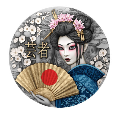 Geisha - 2 oz - zilveren verzamelmunt