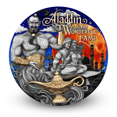 Aladin a kouzelná lampa - 2 Oz - stříbrná sběratelská mince